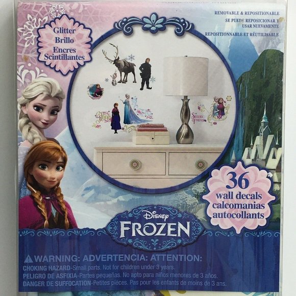 Disney Frozen 36 Wall Decals Removable Repositionable Glitter Elsa Anna Olaf New - Picture 3 of 12